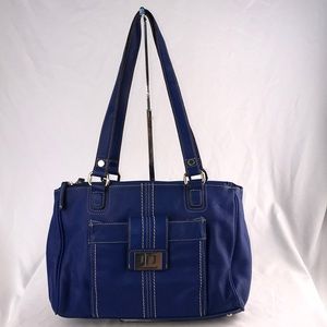 Tignanello Blue Leather Shoulder Bag
